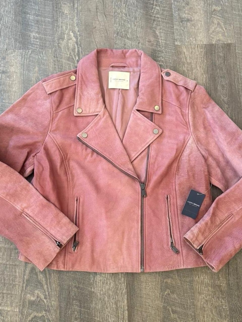 Leather Moto Jacket - Dusty Rose